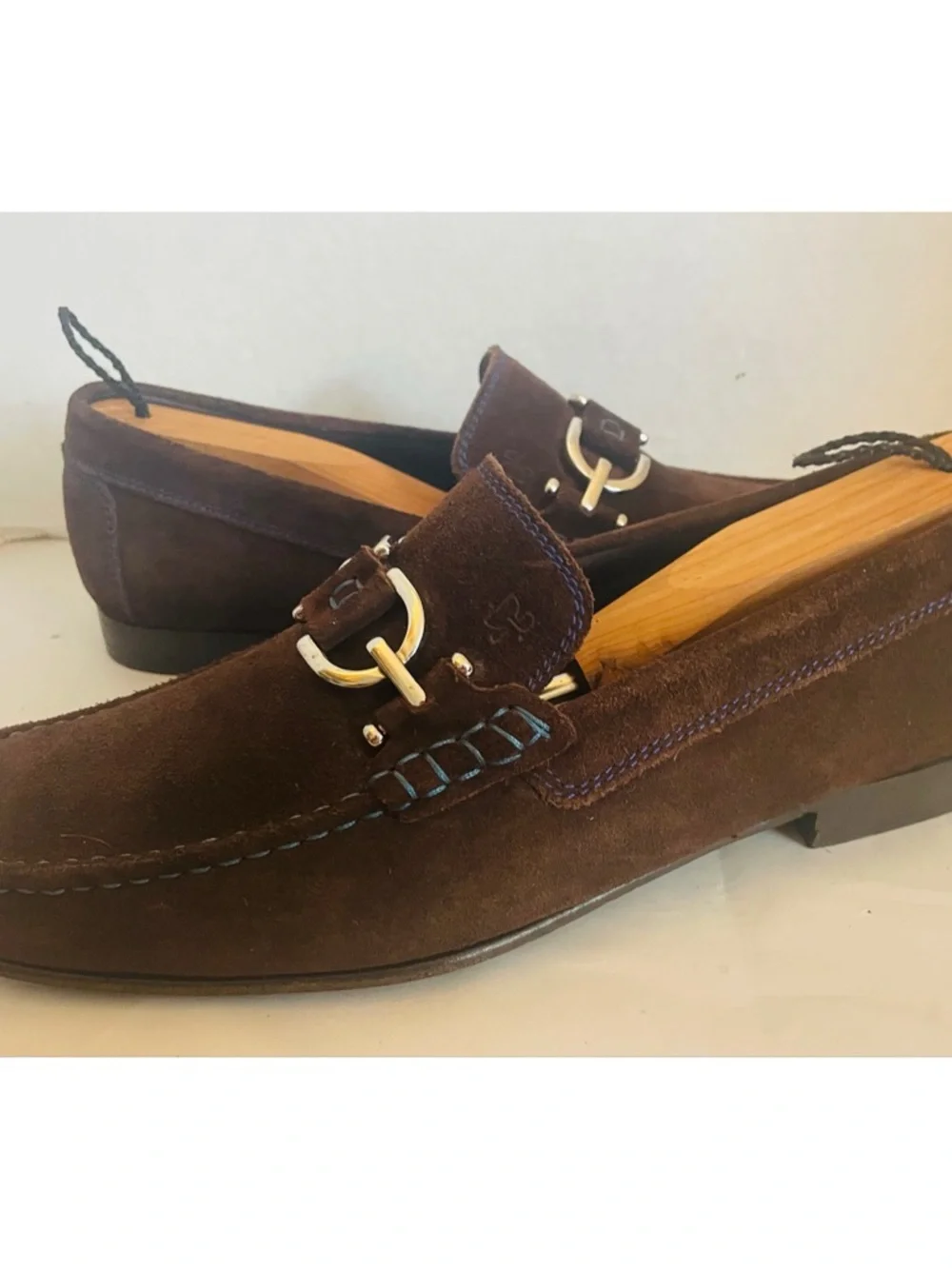 Donald J. Pliner Men's Dark Brown Suede Bit Loafers Size 10M - Picture 11 of 13